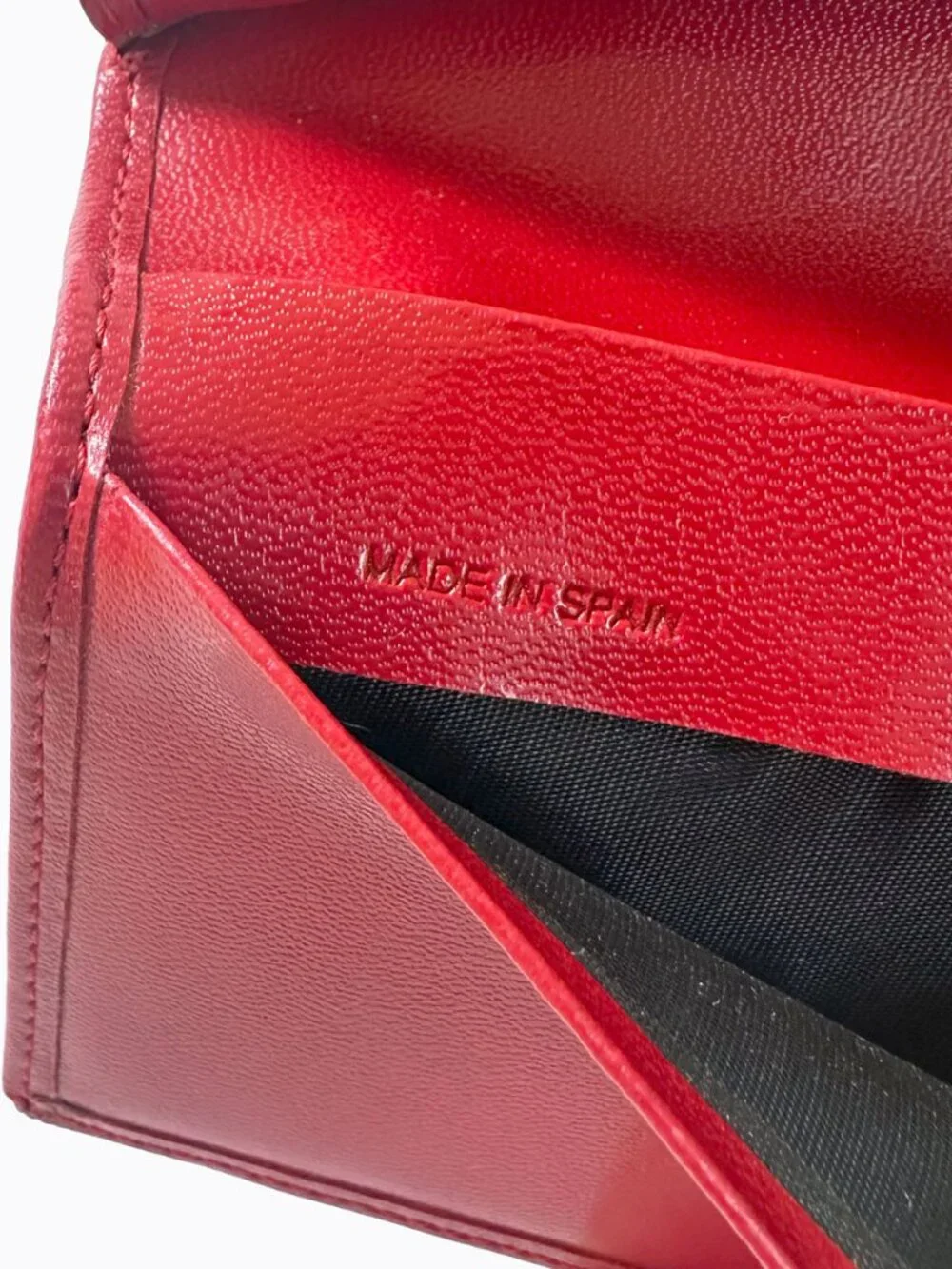 Vintage Calvin Klein Red Leather Continental Flap Wallet Made in Spain Rare Y2K